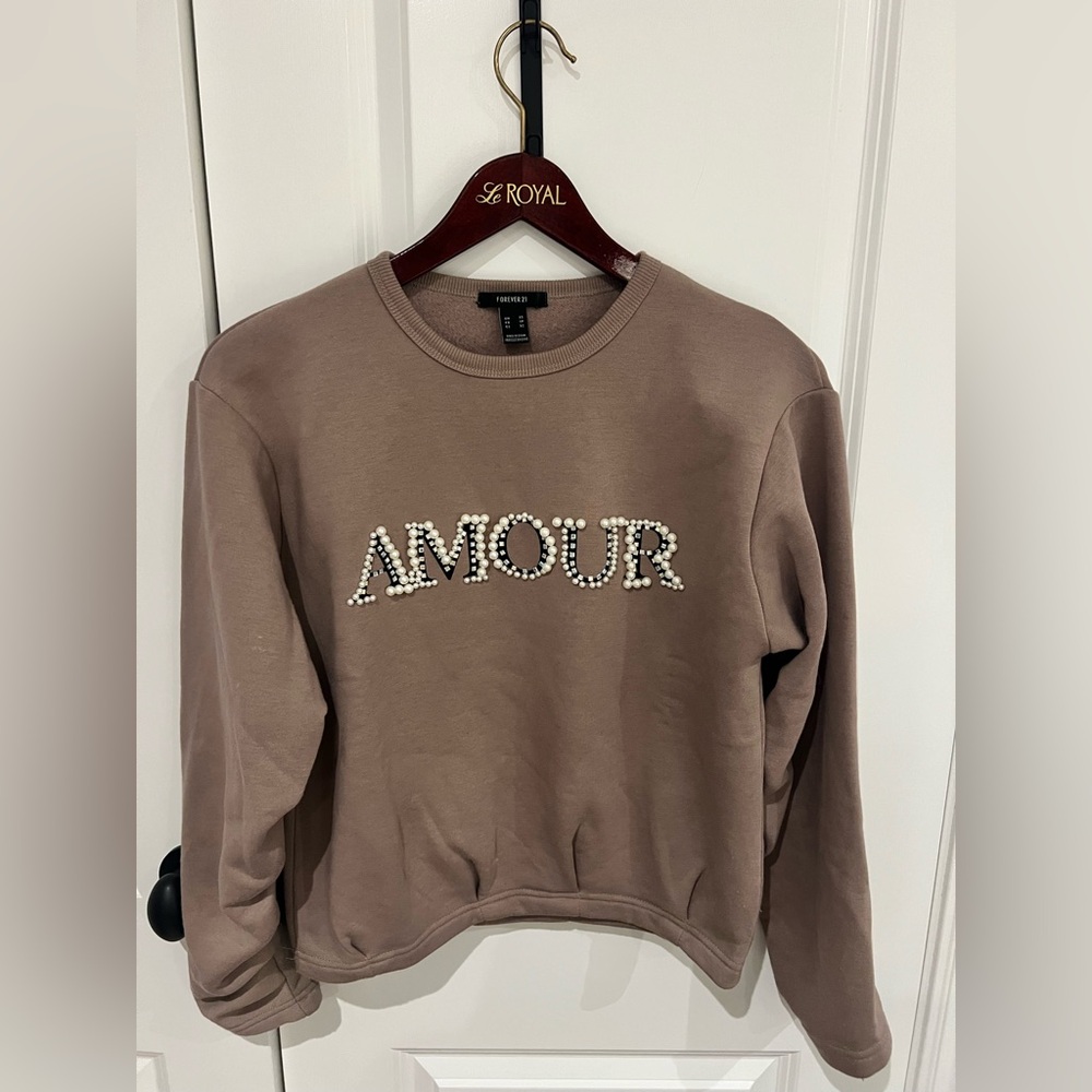 Forever 21 Faux Pearl Amour Sweatshirt